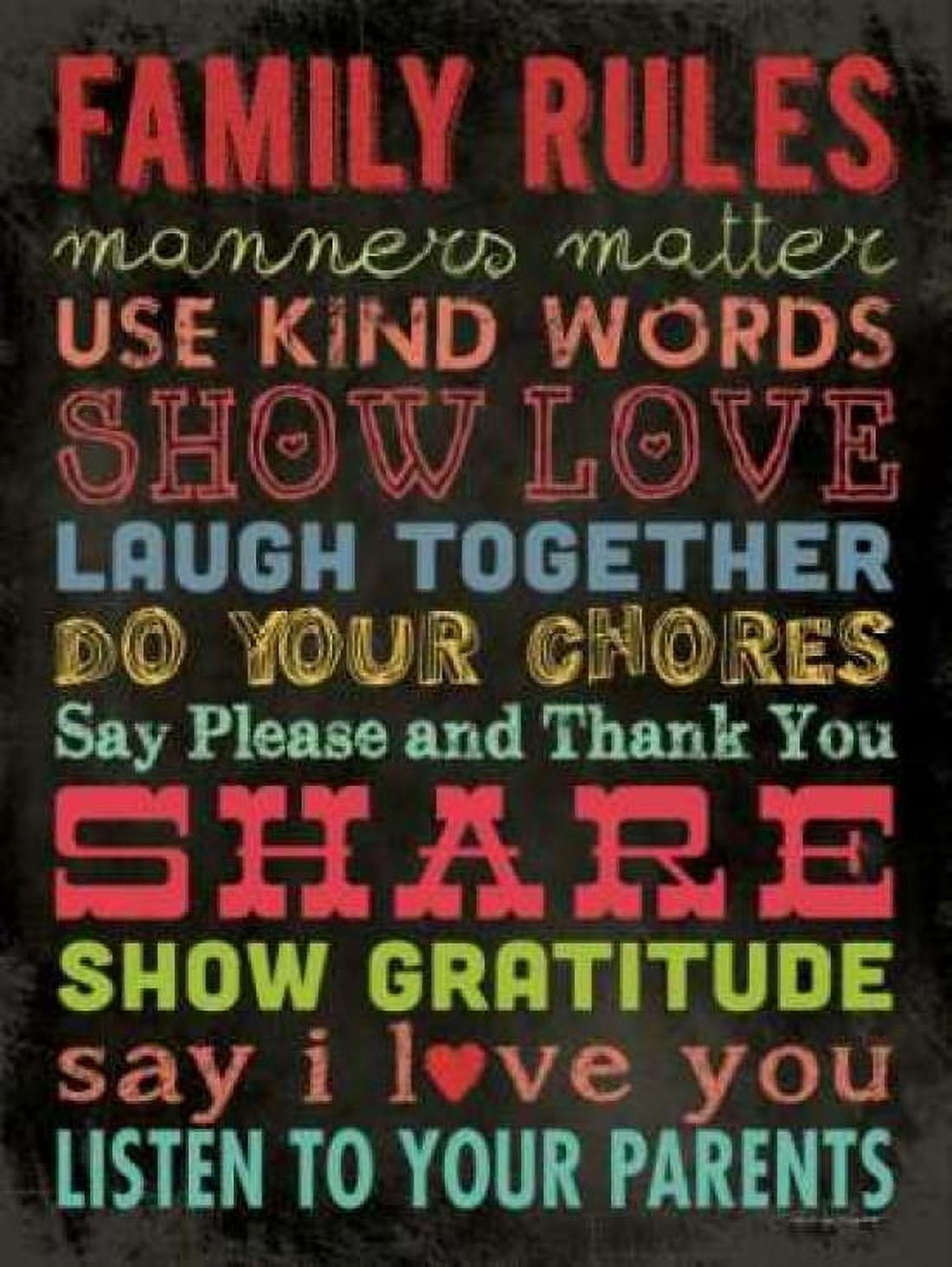 Posterazzi Family Rules - Color II Canvas Art - Stephanie Marrott (18 x 24)