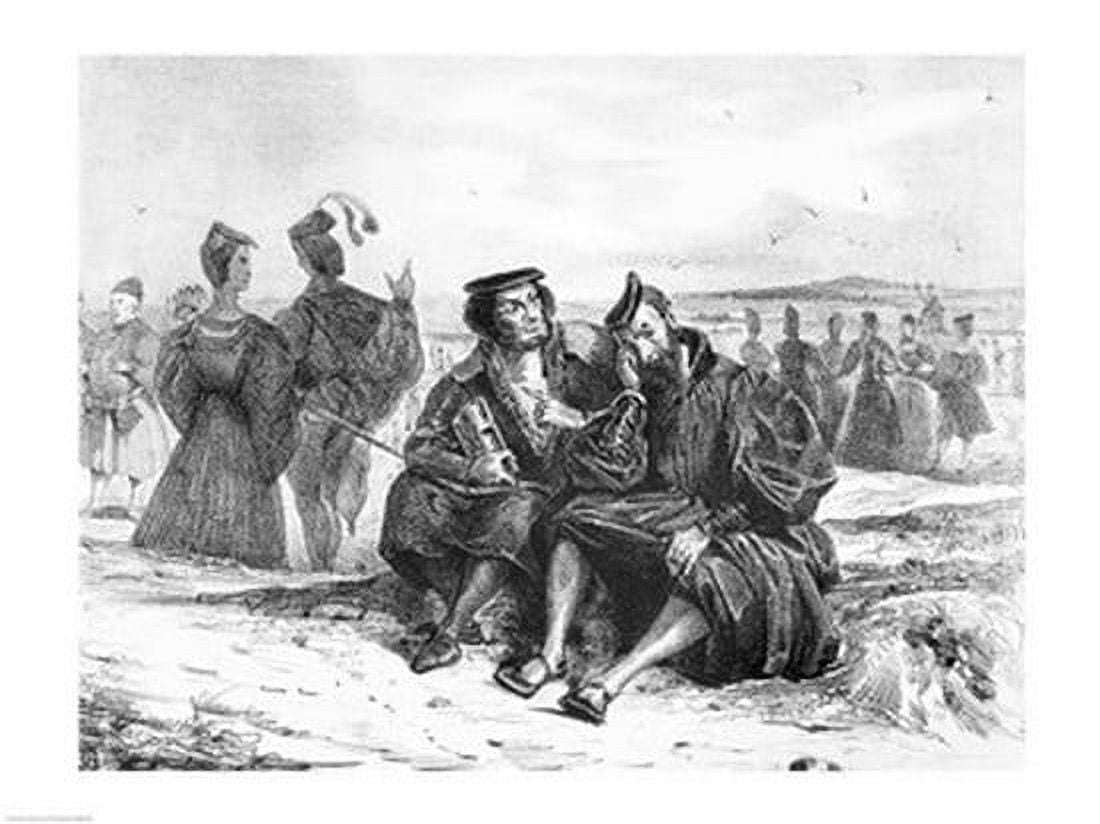 Posterazzi Faust and Wagner in conversation Illustration for Faust by Goethe Canvas Art - Eugene Delacroix (36 x 24)