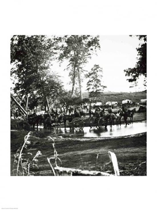 Posterazzi Federal battery fording a tributary of the river Rappahannock on battle day Canvas Art - (24 x 36)