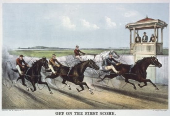 Posterazzi Off on the First Score Currier and Ives (a 1857-1907 American) Color Lithograph Library of Congress Washington DC Canvas Art - Currier & Ives (24 x 36)