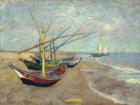 Posterazzi Fishing Boats on the Beach at Les Saintes-Maries-de-la-Mer Canvas Art - Vincent Van Gogh (22 x 28)
