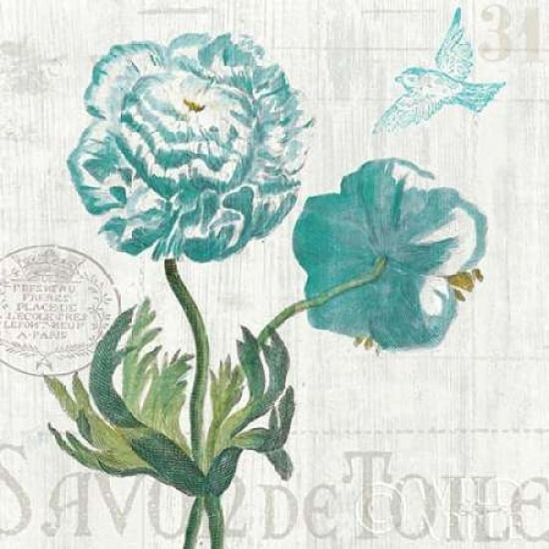 Posterazzi Floral Messages on Wood I Blue Canvas Art - Sue Schlabach (24 x 24)