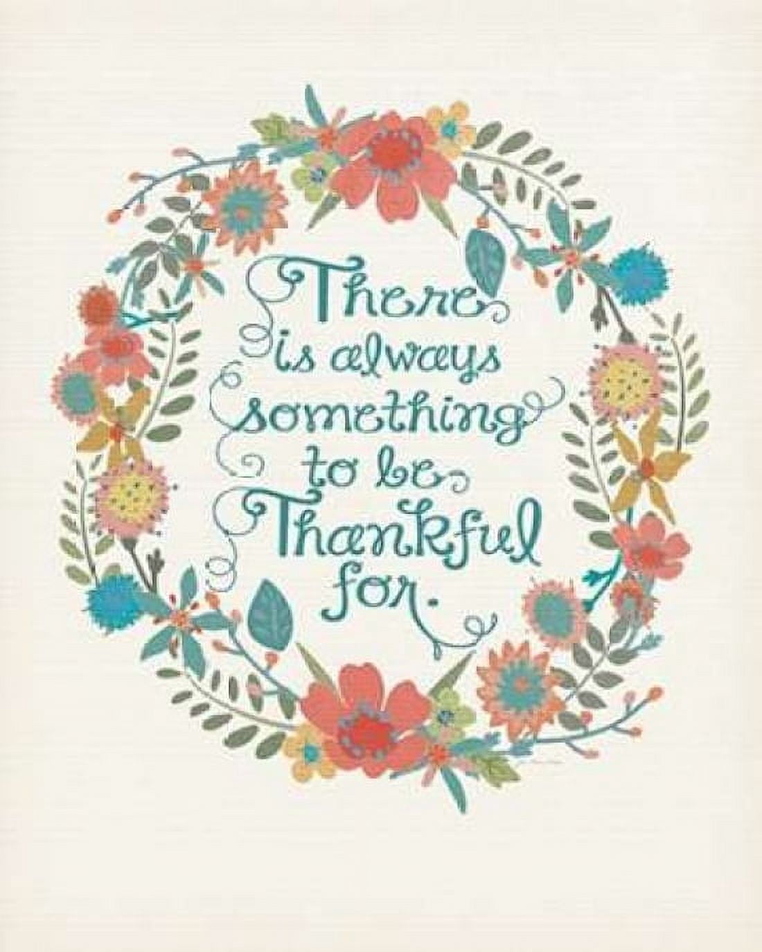 Posterazzi Floral Wreath - Thankful For Canvas Art - Jo Moulton (24 x 30)