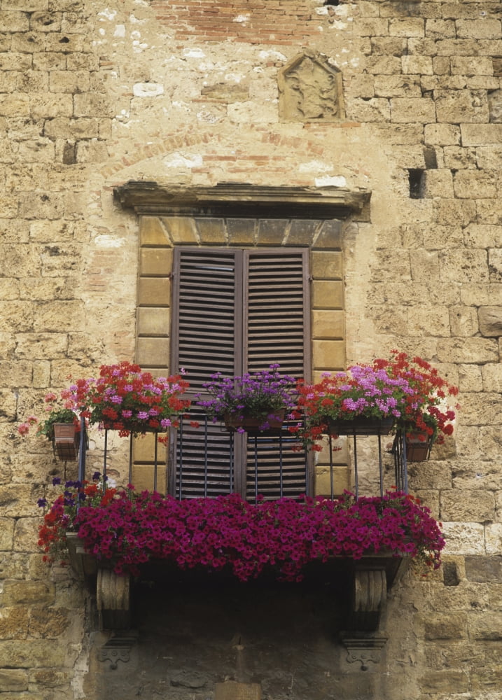 Posterazzi Flower Covered Balcony Canvas Art - Ellen Rooney  Design Pics (26 x 36)