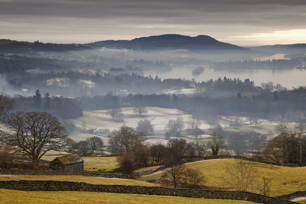 Posterazzi Fog Over The Landscape Cumbria England Canvas Art - John Short Design Pics (38 x 24)