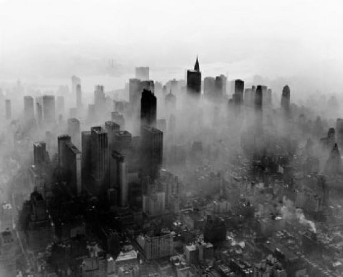 Posterazzi Fog over skyscrapers Canvas Art -  (24 x 36)
