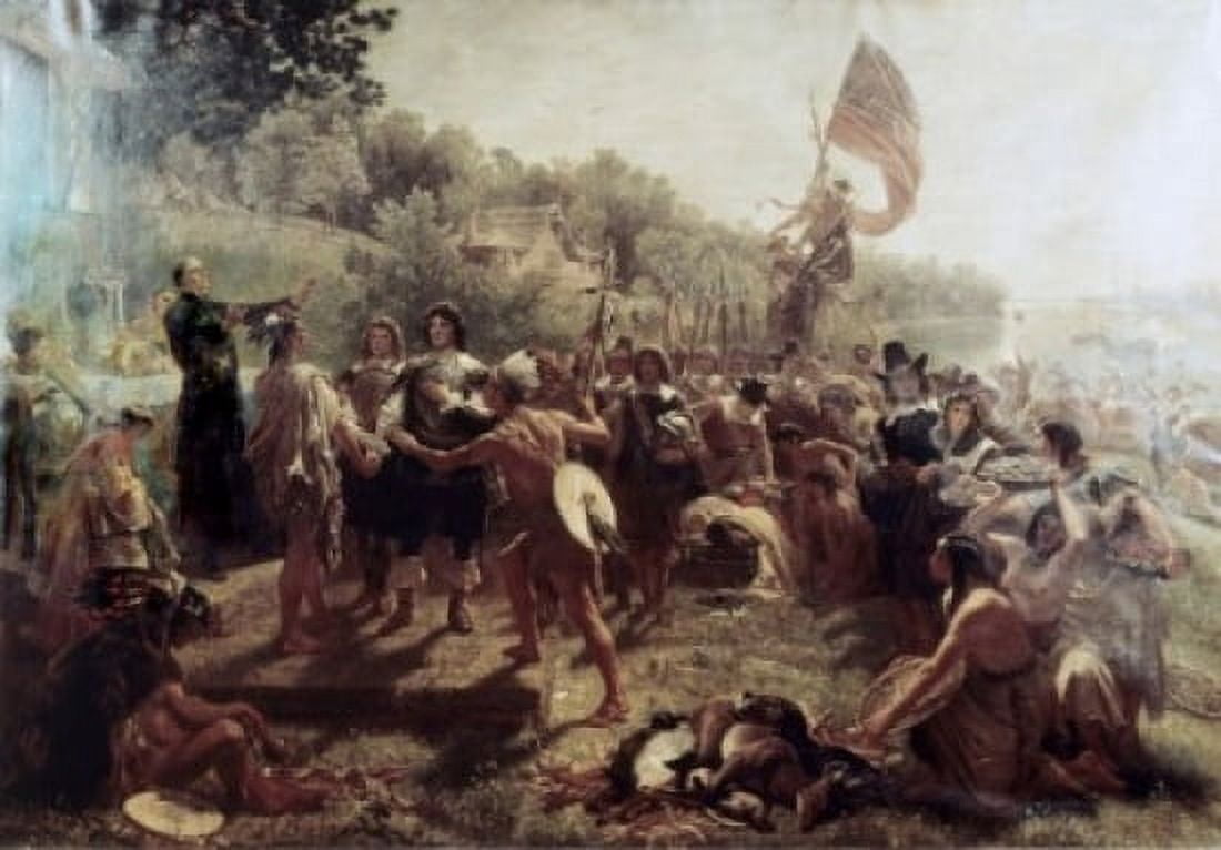 Posterazzi Founding of the Colony of Maryland Emanuel Gottlieb Leutze (1816-1868 German) Canvas Art - Emanuel Gottlieb Leutze (24 x 36)