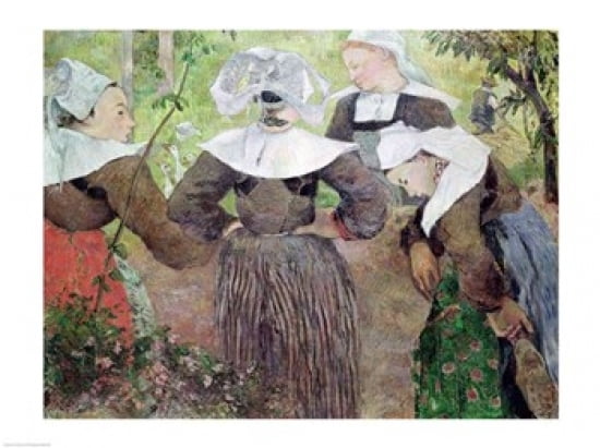 Posterazzi Four Breton Women 1886 Canvas Art - Paul Gauguin (36 x 24)