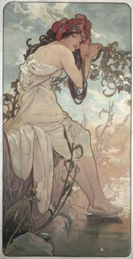Posterazzi Four Seasons-Summer c 1896 Alphonse Marie Mucha (1860-1939Czech) Bibliotheque Forney Canvas Art - Alphonse Marie Mucha (24 x 36)