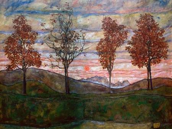 Posterazzi Four Trees Canvas Art - Egon Schiele (22 x 28)