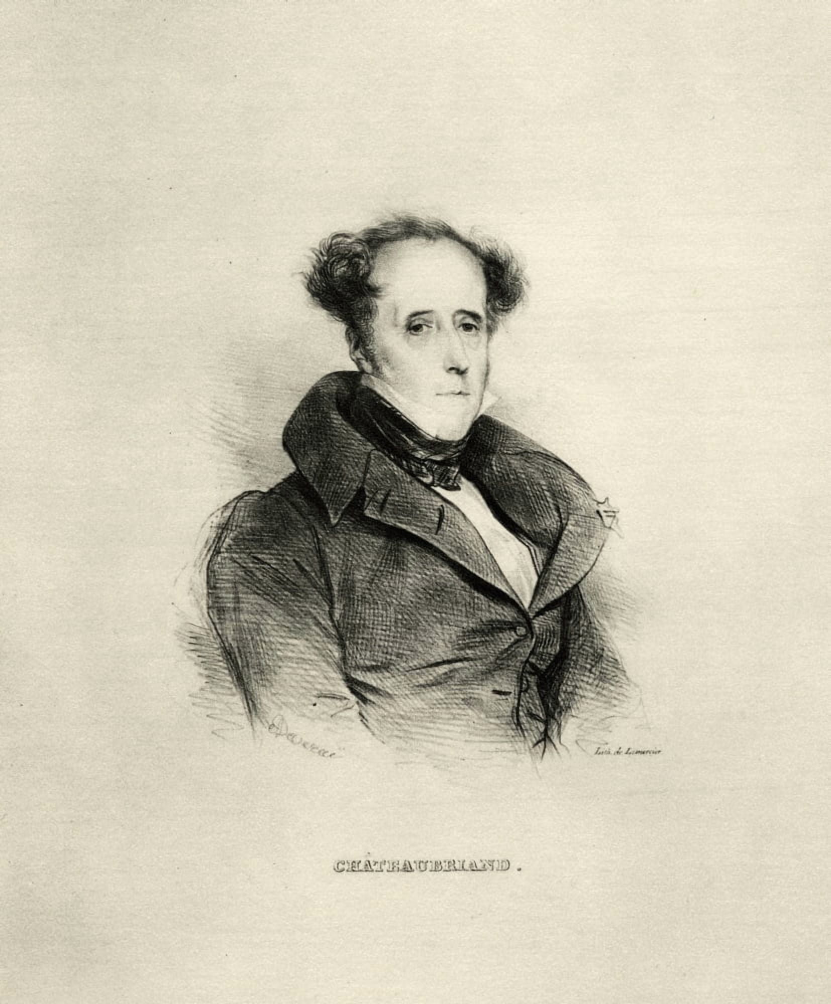 Posterazzi Fran��?ois Rene De Chateaubriand 1768-1848 French Politician And Writer Lithograph By A Devria Canvas Art - Ken Welsh Design Pics (26 x 32)