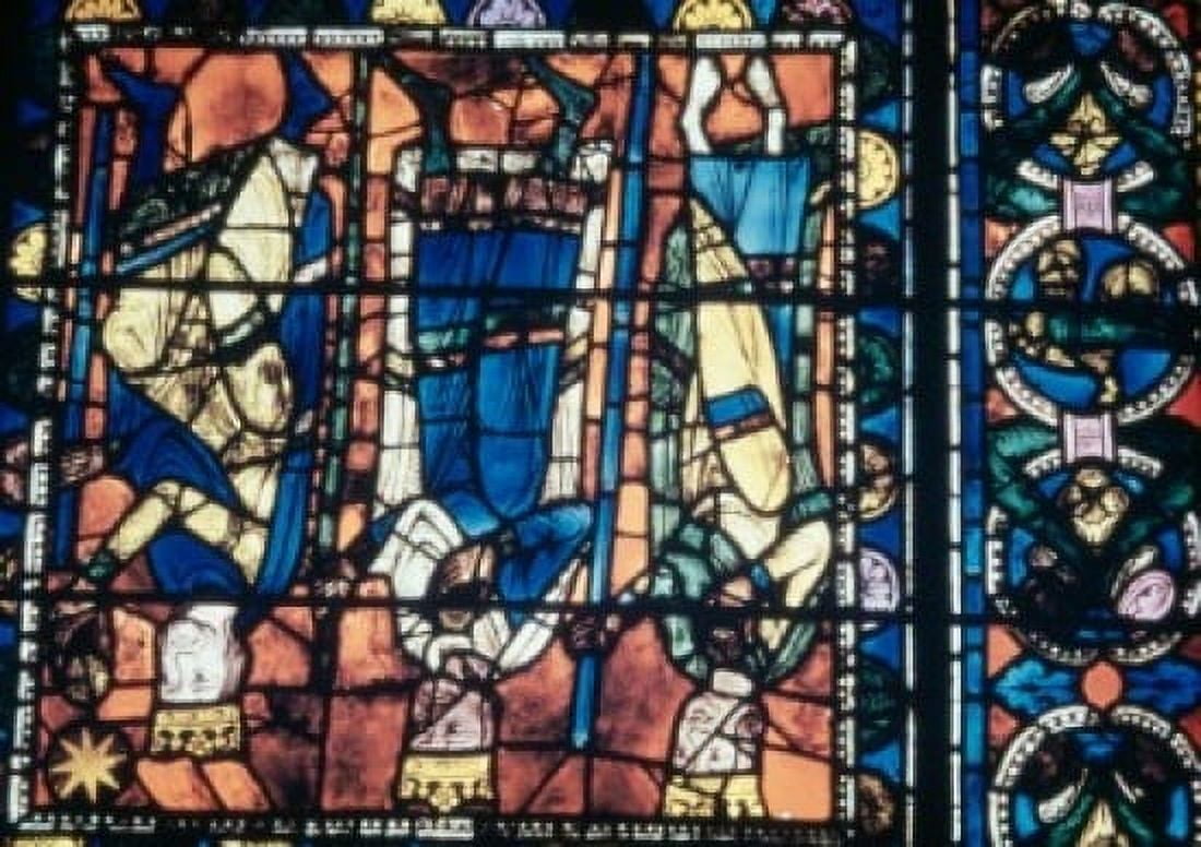 Posterazzi France  Centre Region  Chartres  Chartres Cathedral  Stained glass representing Adoration of the Magi Canvas Art -  (24 x 36)