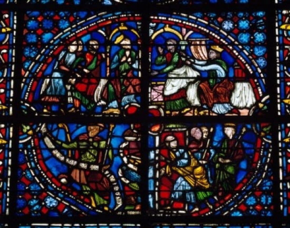 Posterazzi France Upper Normandy Rouen Rouen Cathedral Clement of Chartres stained glass Canvas Art - (24 x 36)