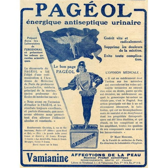 Posterazzi  French Advertisement C.1916 for Pagol An Energetic Urinary Antiseptic Poster Print - 26 x 34