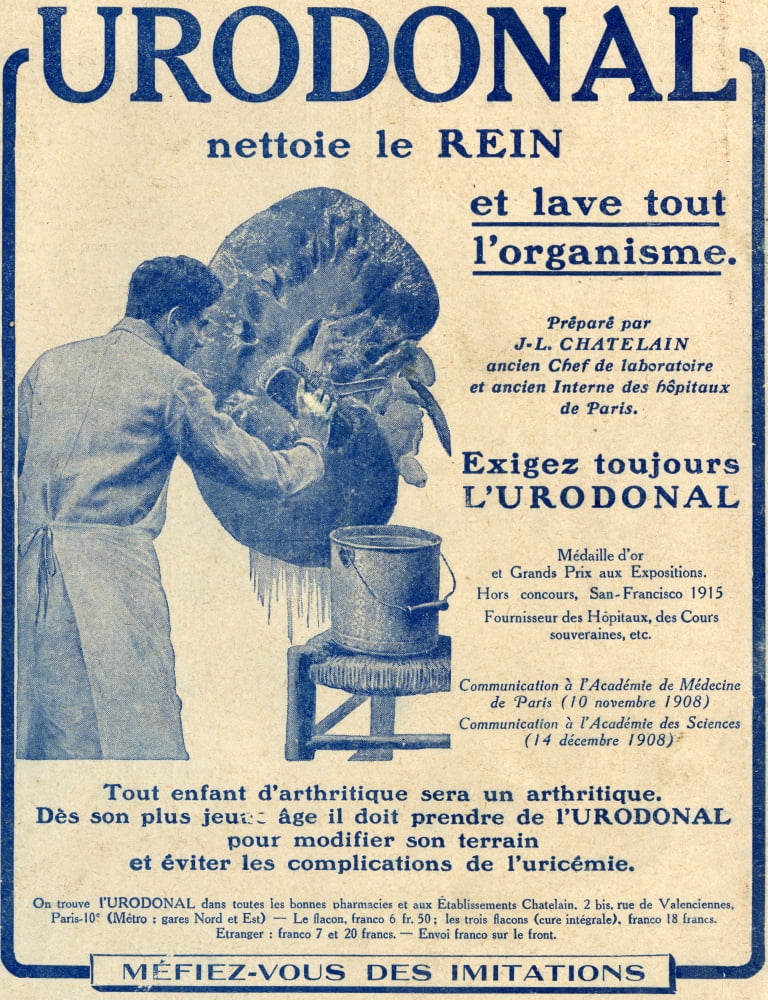 Posterazzi French Advertisement C1916 For Urodonal A Kidney Cleanser Canvas Art - Ken Welsh Design Pics (26 x 34)