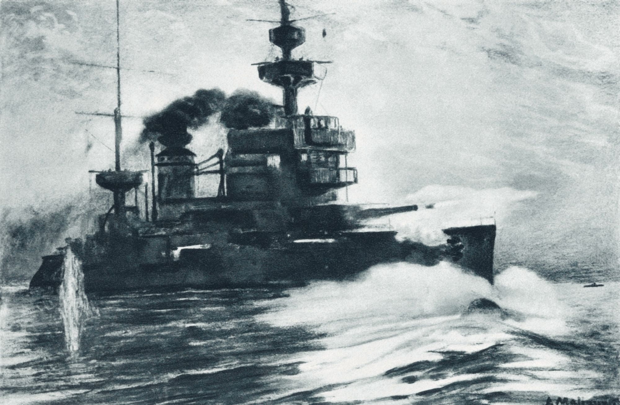 Posterazzi The French Battleship Gaulois One Of The Dardanelles Fleet In Action During The First World War From The Illustrated War News Published 1915 Canvas Art - Ken Welsh Design Pics (36 x 22)