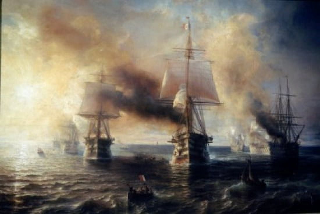 Posterazzi French Fleet by Theodore Gudin 1863 Canvas Art - Theodore Gudin (24 x 36)