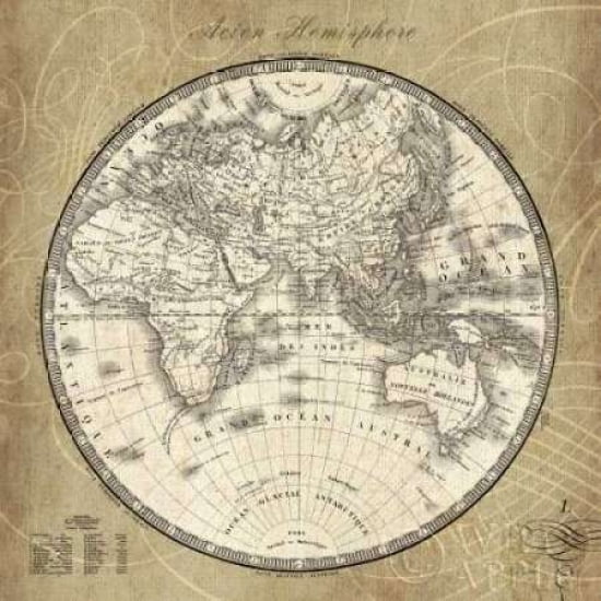 Posterazzi French World Map II Canvas Art - Sue Schlabach (24 x 24)