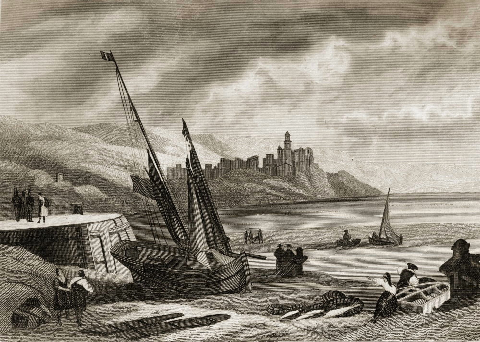 Posterazzi Fuenterrabia And Olarso Point Basque Province And Guipuzcoa Coast Spain In The 18Th Century Canvas Art - Ken Welsh Design Pics (36 x 24)