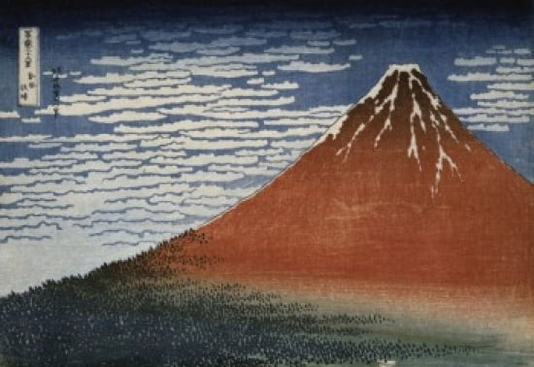 Posterazzi Fuji In Clear Weather Katsushika Hokusai (1760-1849Japanese) Woodcut print British Museum London England Canvas Art - Katsushika Hokusai (24 x 36)