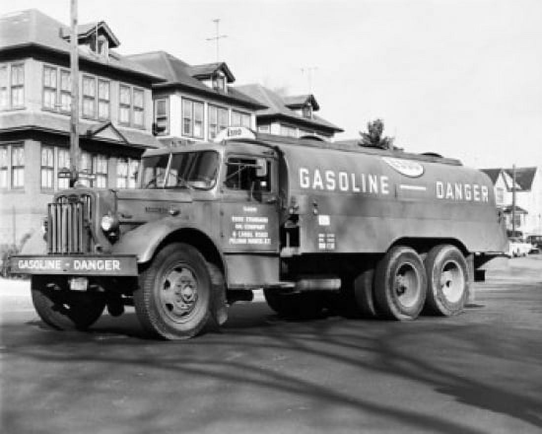 Posterazzi Gasoline truck parked in front of a building Canvas Art - (24 x 36)