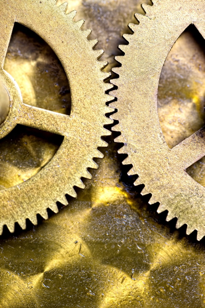 Posterazzi Gears From Inside A Wind-Up Clock Canvas Art - John Short Design Pics (24 x 38)