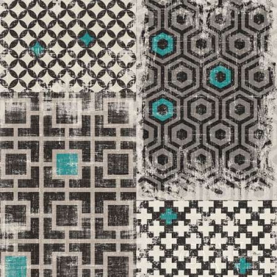 Posterazzi Geometric Patchwork Peacock Blue Square II Canvas Art - Pela Studio (24 x 24)