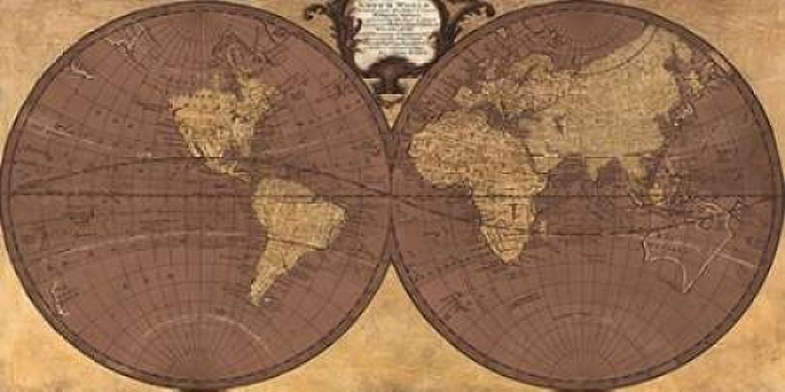 Posterazzi Gilded World Hemispheres II Canvas Art - Joannoo (24 x 48)