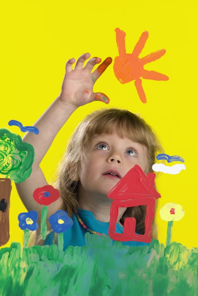 Posterazzi Girl Painting On Glass Canvas Art - Ron Nickel  Design Pics (22 x 34)