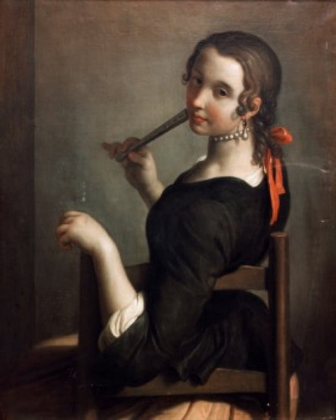 Posterazzi Girl With A Fan c18th Century Artist Unknown Canvas Art - (24 x 36)