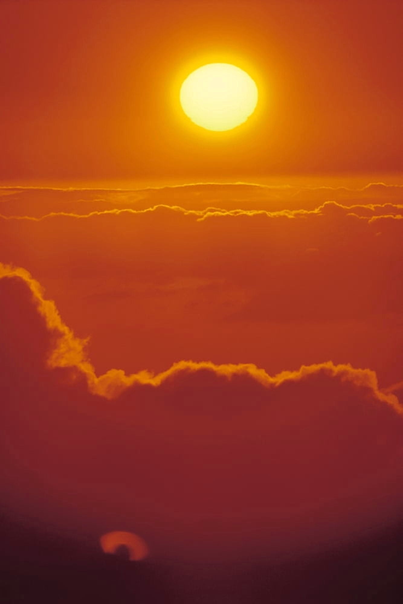 Posterazzi Glowing Yellow Sun Ball Bright Orange Sunset Skies Above Cumulus Clouds Canvas Art - Allan Seiden Design Pics (24 x 38)