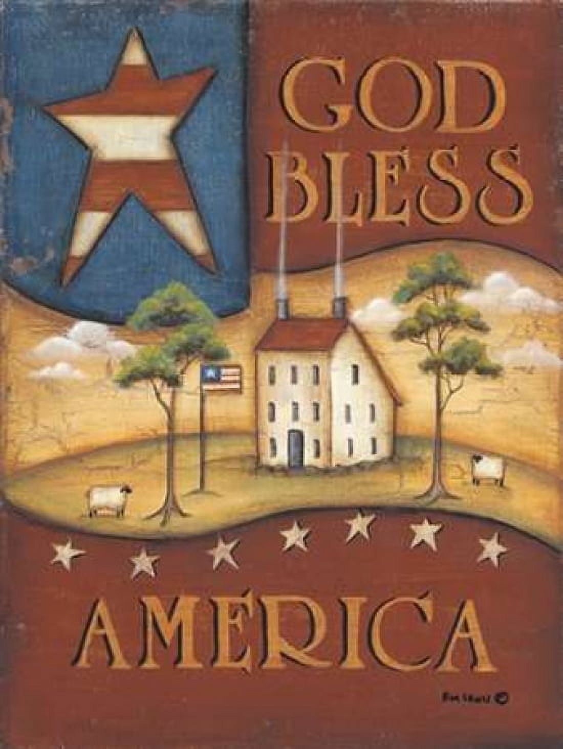 Posterazzi God Bless America Canvas Art - Kim Lewis (18 x 24)