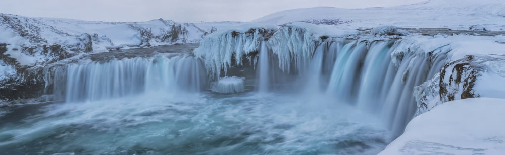 Posterazzi Godafoss With Large Pieces Of Ice Forming In The Cold Weather Iceland Canvas Art - Robert Postma Design Pics (44 x 14)