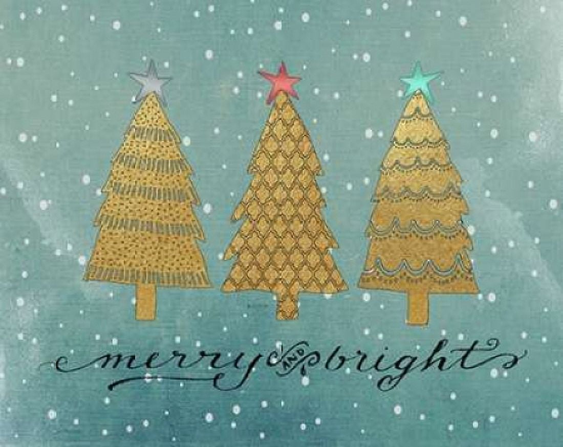 Posterazzi Gold Trees Merry and Bright Canvas Art - Jo Moulton (24 x 30)