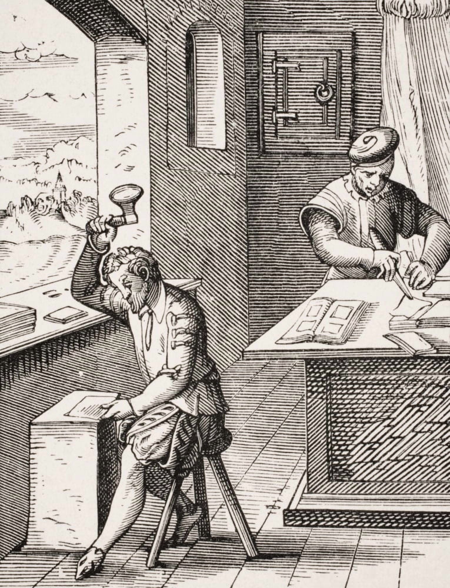 Posterazzi Goldbeater 19Th Century Reproduction Of 16Th Century Woodcut By Jost Amman Canvas Art - Ken Welsh Design Pics (24 x 32)