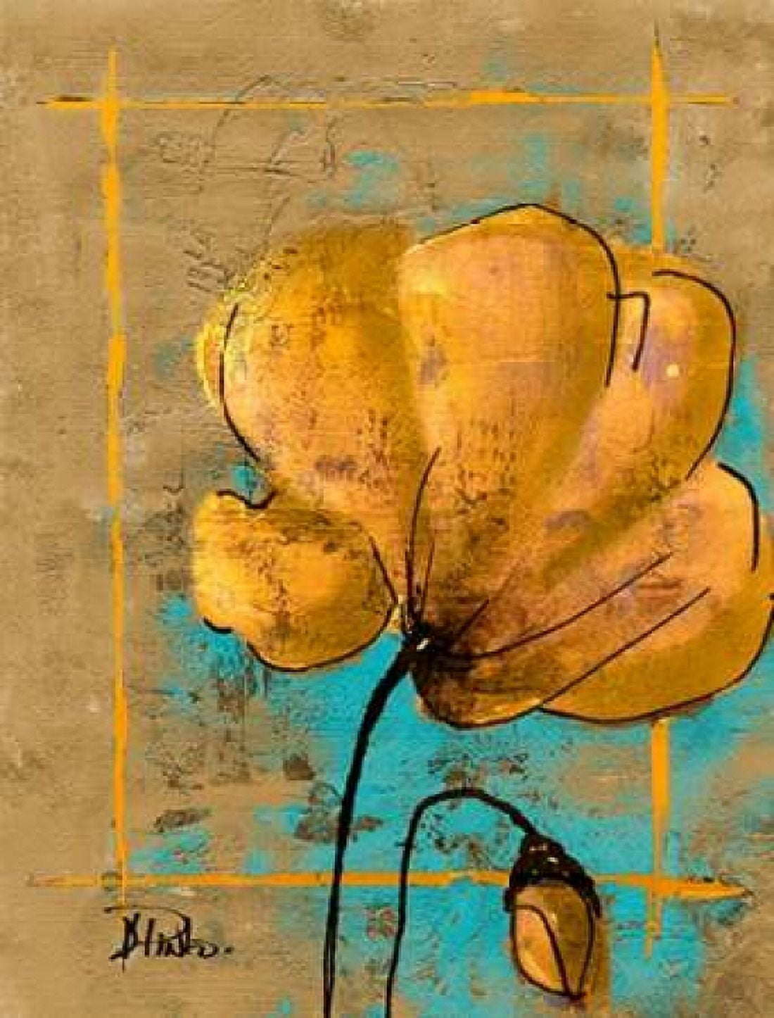 Posterazzi Golden Artistic Poppy II Canvas Art - Patricia Pinto (22 x 28)