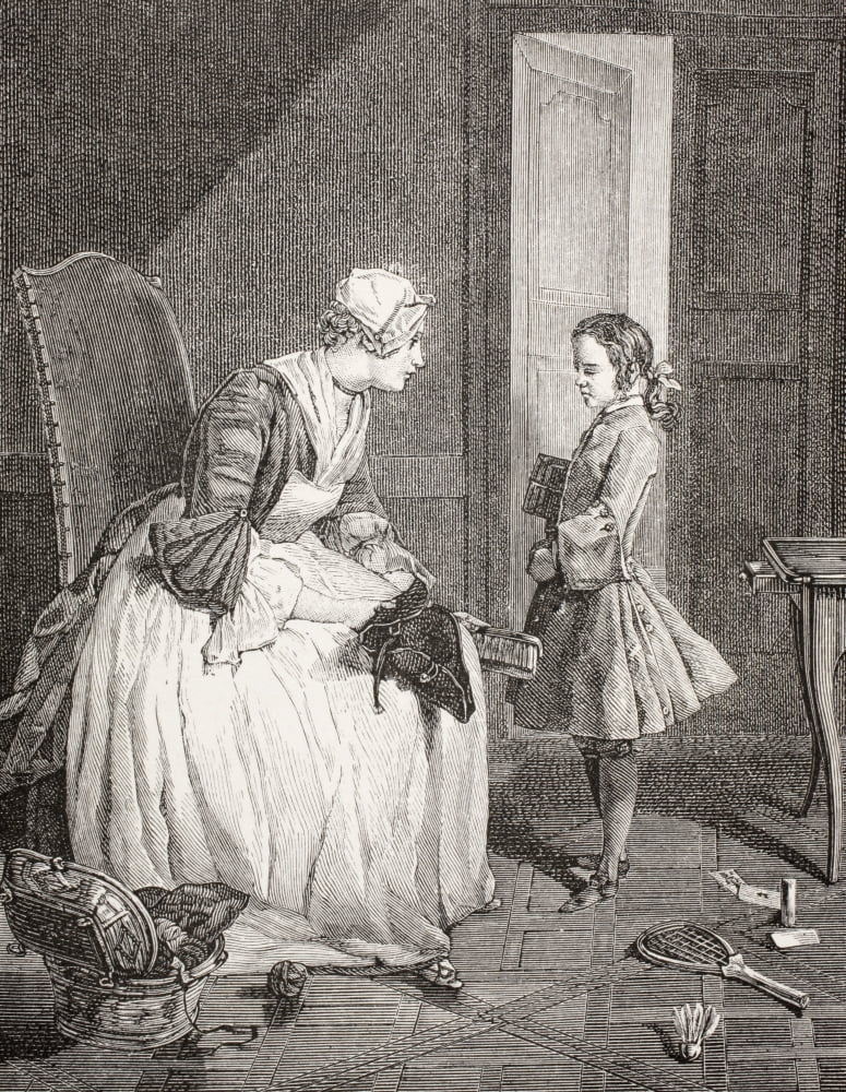 Posterazzi The Governess After A Work By Chardin From Xviii Siecle Institutions Usages Et Costumes Published Paris 1875 Canvas Art - Ken Welsh Design Pics (26 x 32)