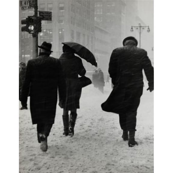 Posterazzi SAL25516976 Group of People Walking on a Snow Covered Road During a Blizzard New York City USA Poster Print - 18 x 24 in.