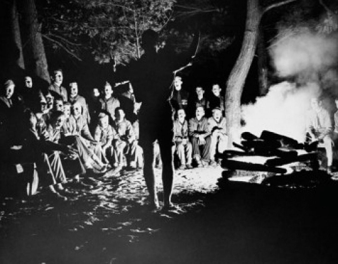 Posterazzi Group of boy scouts singing at a camp fire Canvas Art - (24 x 36)