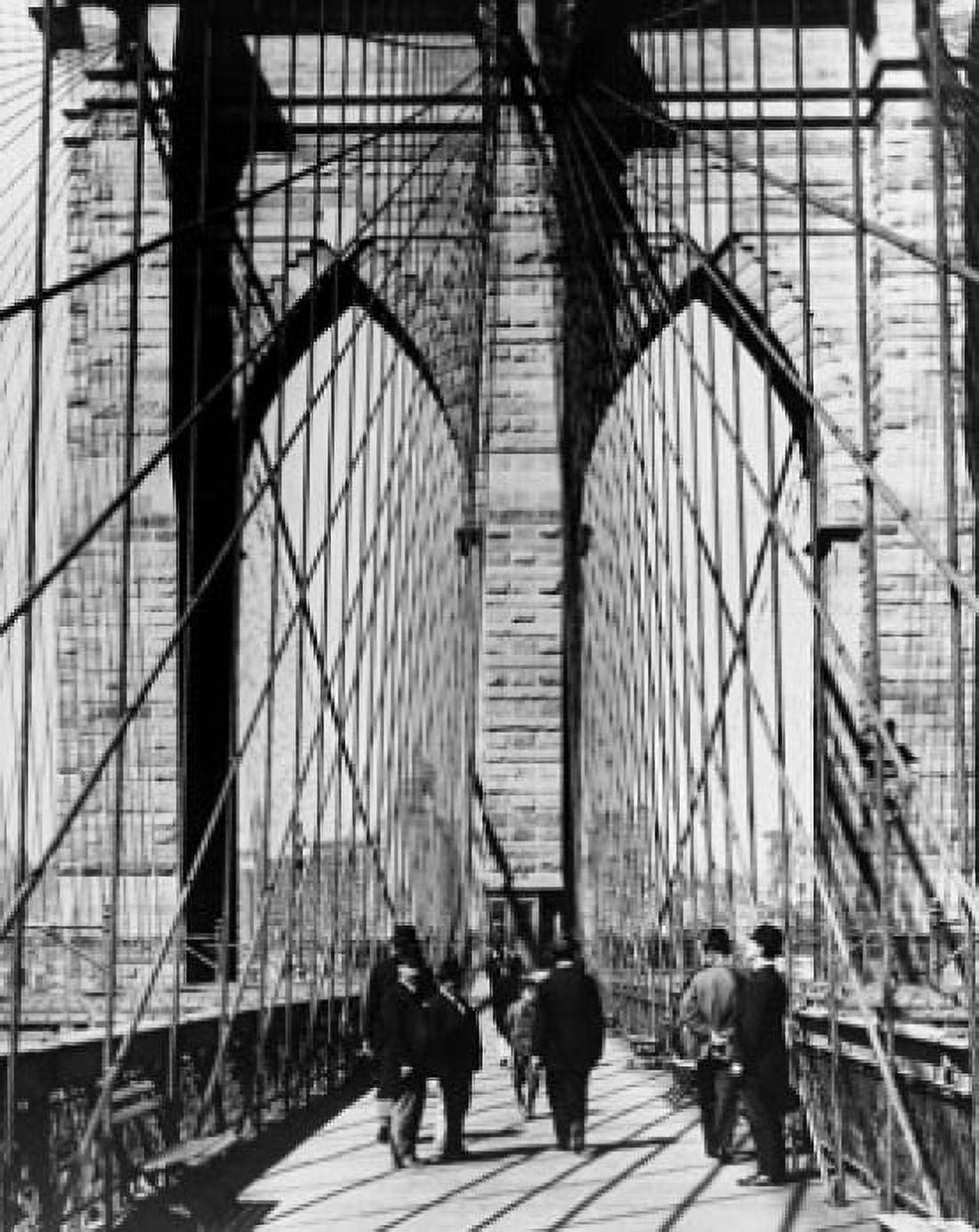 Posterazzi Group of people walking on a suspension bridge Brooklyn Bridge New York City New York USA c 1883 Canvas Art - (24 x 36)