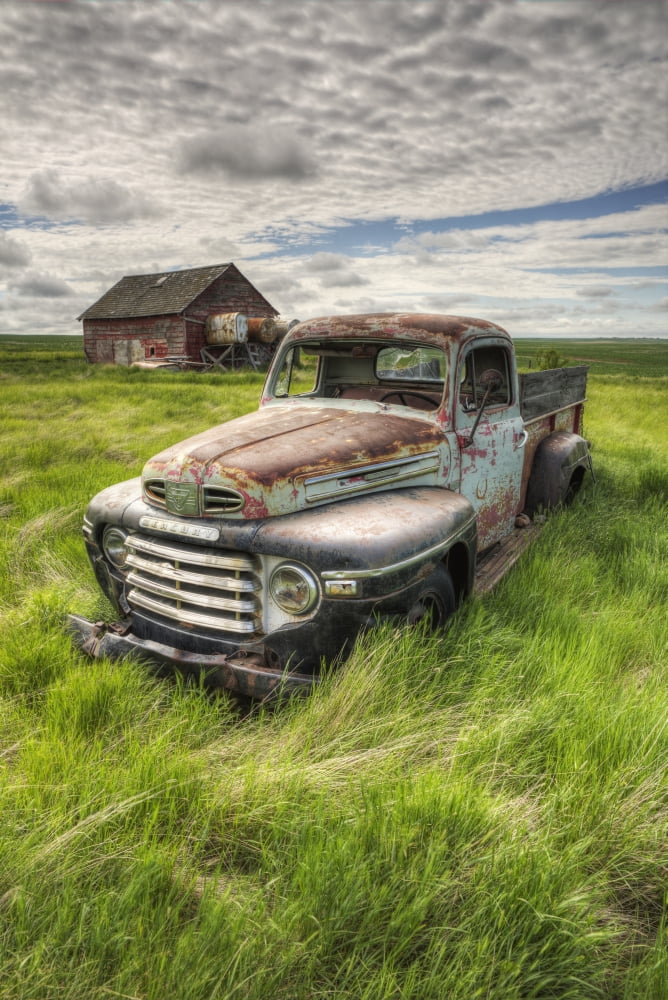 Posterazzi HDR image of an abandoned truck in a rural area Saskatchewan Canada Canvas Art - Robert Postma Design Pics (24 x 36)