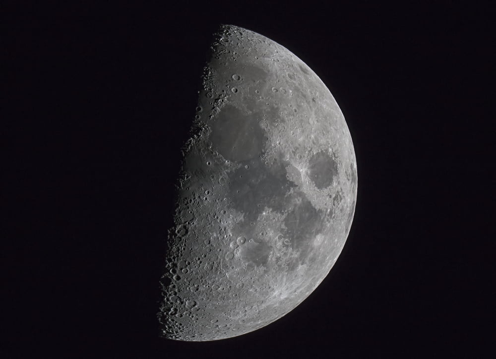 Posterazzi Half of the moon illuminated in a dark sky Canvas Art - John Short Design Pics (36 x 26)