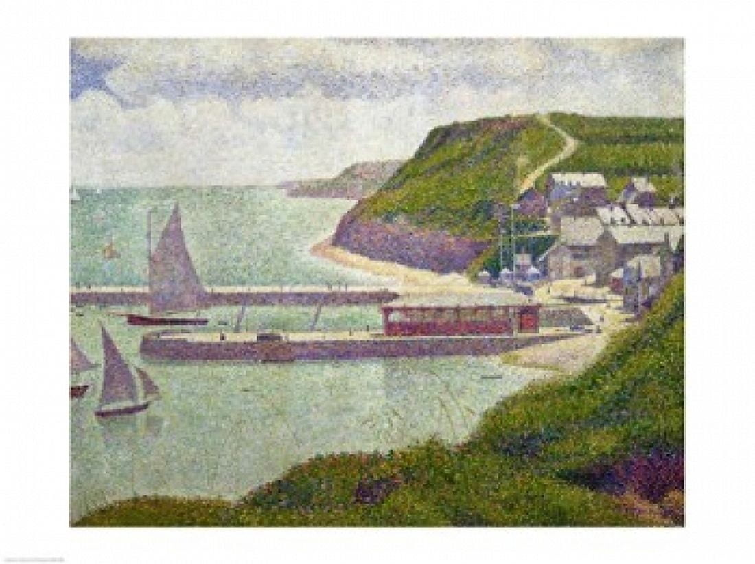 Posterazzi Harbour at Port-en-Bessin at High Tide 1888 Canvas Art - Georges Seurat (36 x 24)