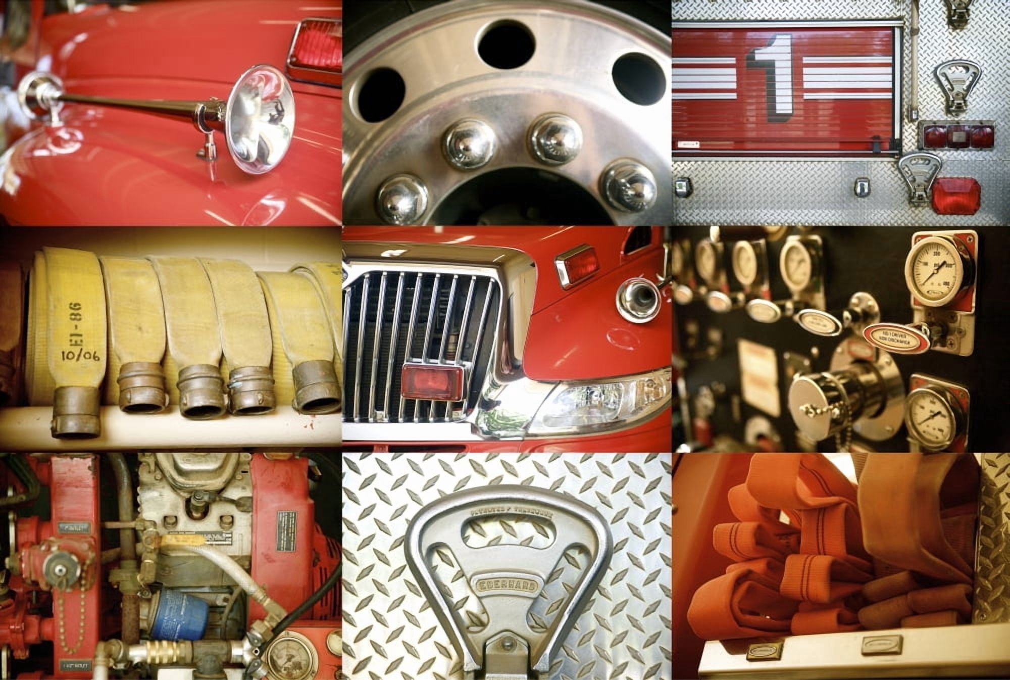 Posterazzi Hawaii Collage Of A Red Firetruck And All Its Components Canvas Art - Kicka Witte Design Pics (38 x 24)