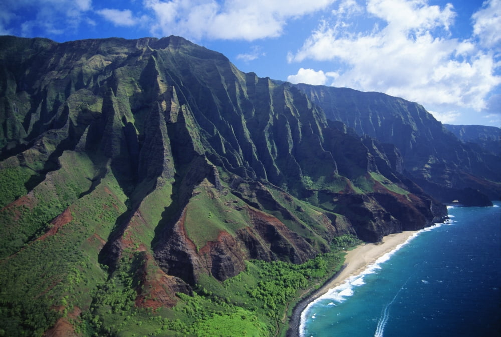 Posterazzi Hawaii Kauai Na Pali Coast Aerial View Along Mountains Canvas Art - Chris Abraham  Design Pics (38 x 24)