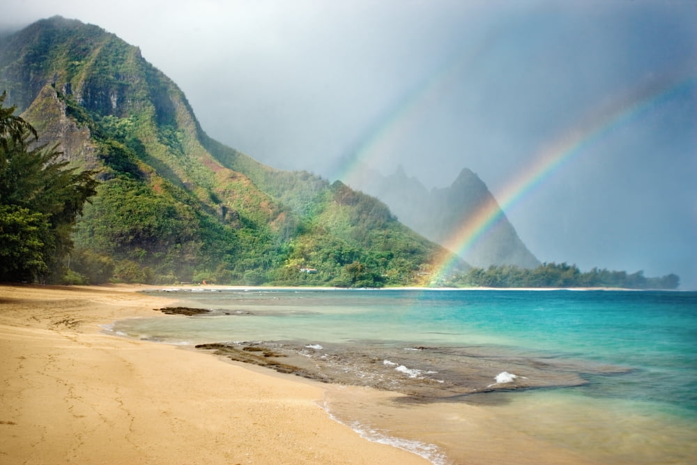 Posterazzi Hawaii Kauai North Shore Tunnels Beach Bali Hai Point Canvas Art - M Swiet Productions Design Pics (38 x 24)