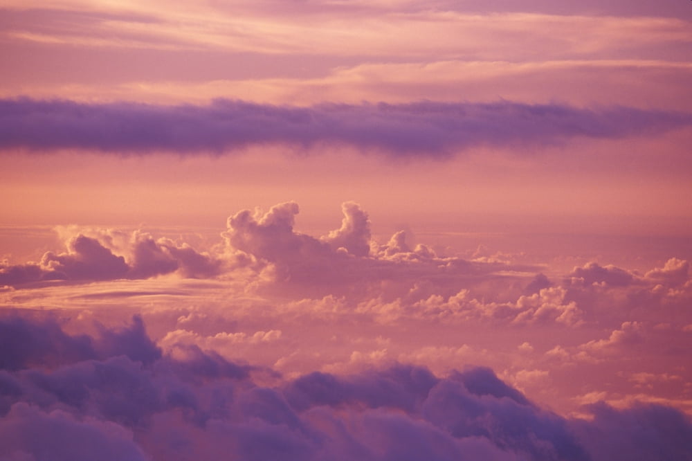 Posterazzi Hawaii Maui Haleakala Pink And Purple Afternoon Cloud Formations Canvas Art - Ron Dahlquist Design Pics (34 x 22)