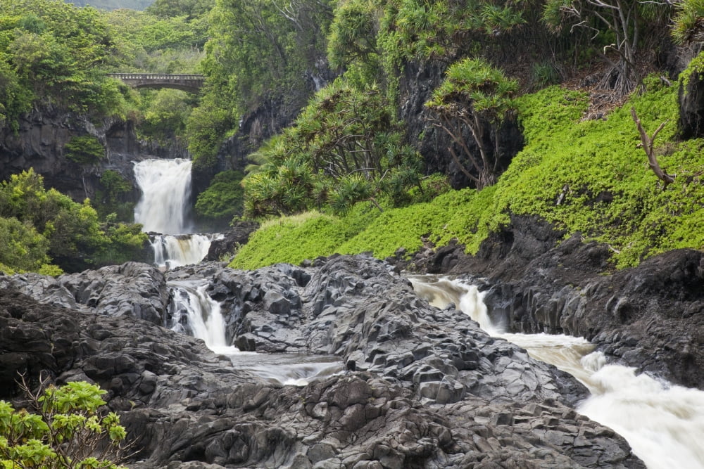 Posterazzi Hawaii Maui Hana Seven Sacred Pools a large stream and waterfalls Canvas Art - Jenna Szerlag Design Pics (38 x 24)