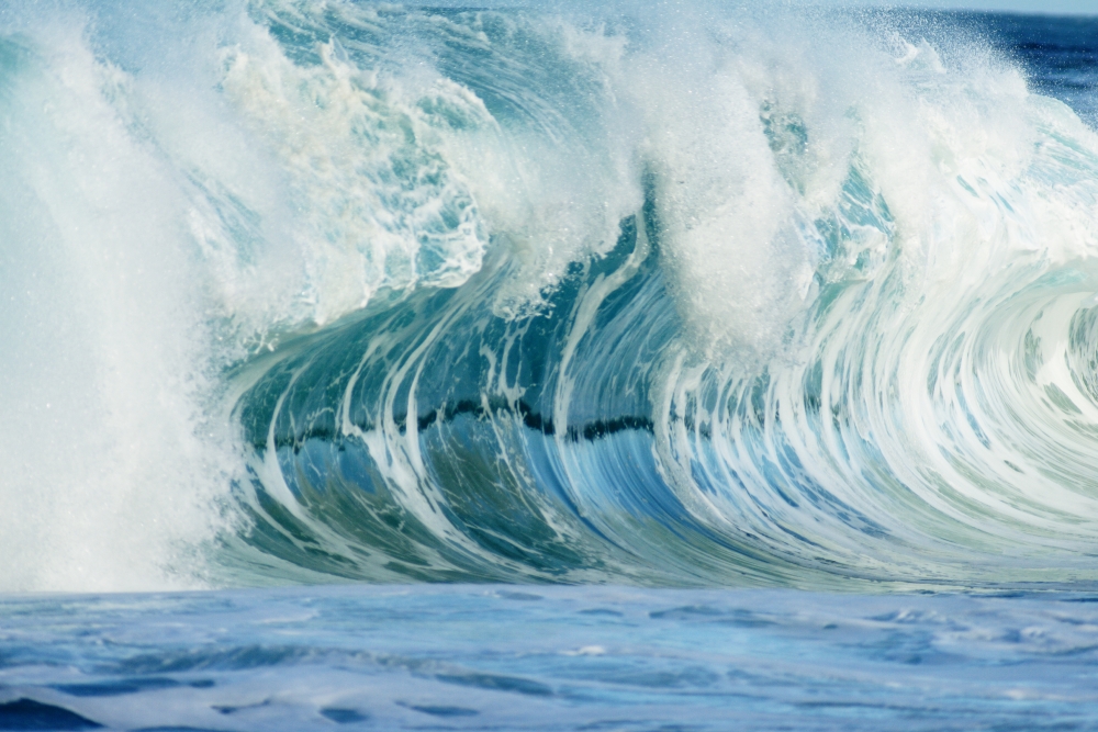 Posterazzi Hawaii Oahu North Shore Beautiful Textures Surface Of A Shorebreak Wave About To Crash Canvas Art - Vince Cavataio Design Pics (34 x 22)