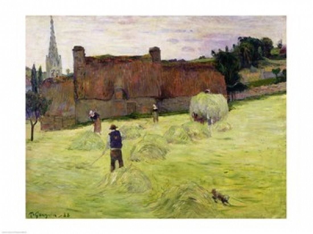 Posterazzi Haymaking in Brittany 1888 Canvas Art - Paul Gauguin (36 x 24)